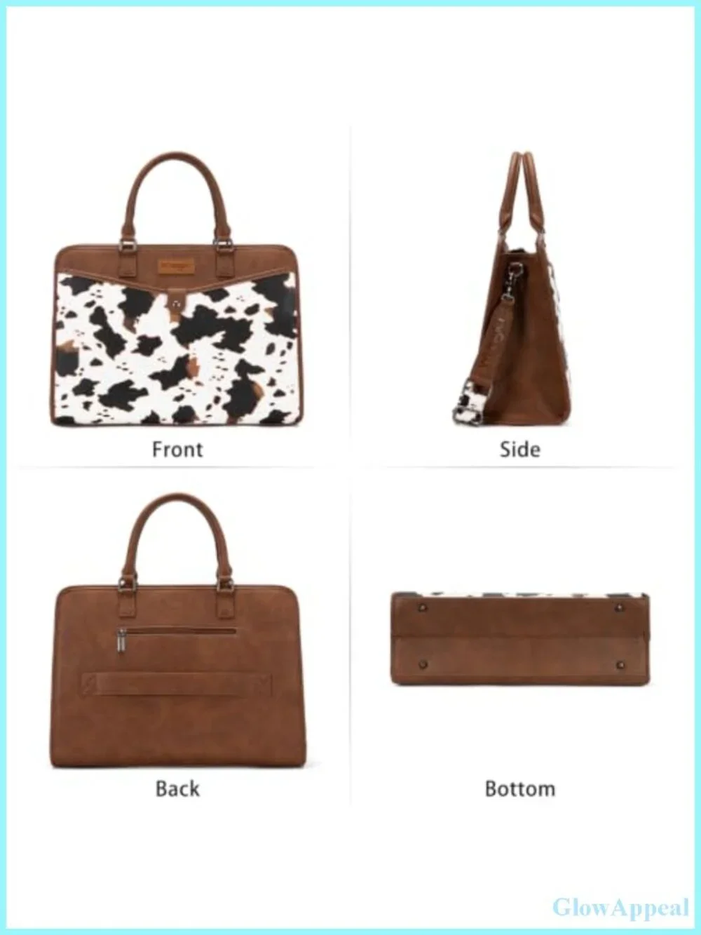 Laptop Tote Bag Fits 15.6 In Vegan Leather Work Bag